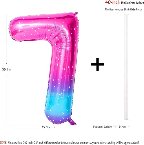 Miniatura 2 de Globos de números azules estrellados de 40 pulgadas, globos de papel de aluminio de mylar para decoración de banquete de fiesta de cumpleaños 7