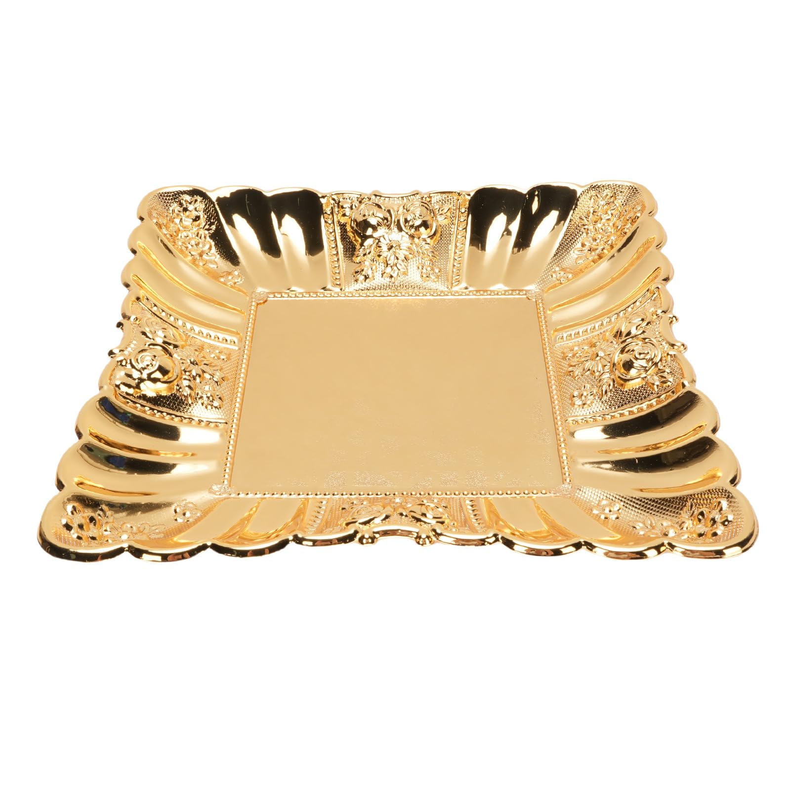 Plateau décoratif doré en métal gaufré pour rangement de chambre