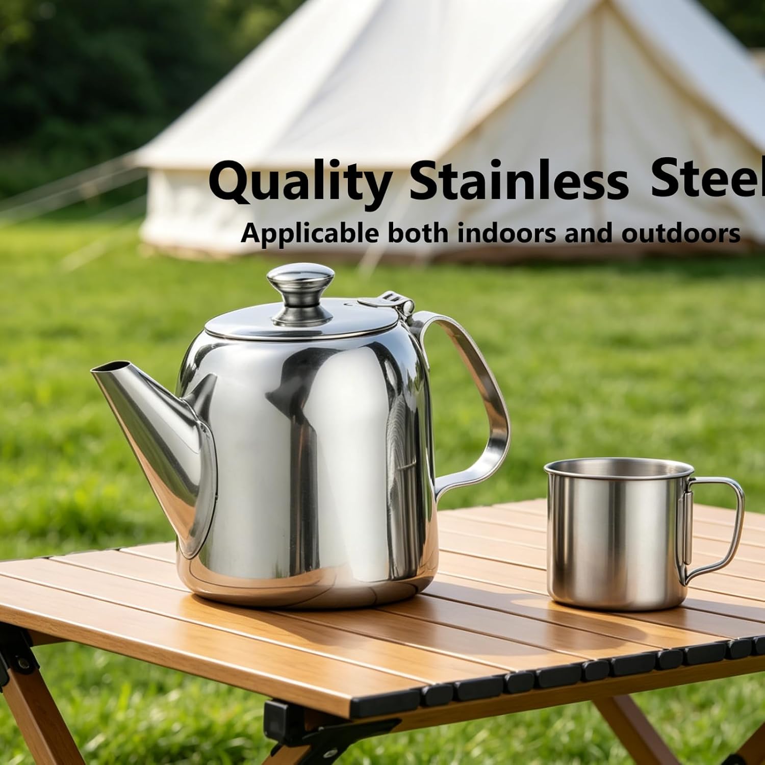 17oz Small Teapot for Stovetop, Stainless Steel Coffee Pot with Ergonomic Handle for Home, Restaurant, Camping, Suitable for Water, Milk, Juice, Fruit Tea