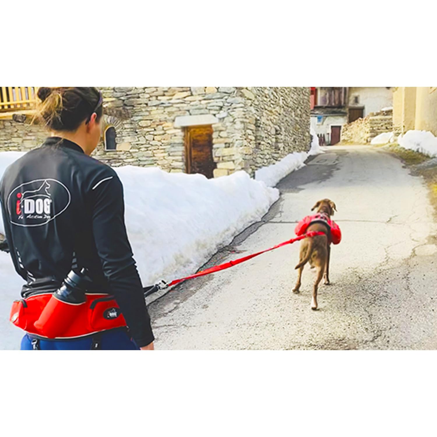 Baudrier Ceinture Confort Trek I-DOG (Marque Française) canicross, cani randonnée, cani Jogging, cani Trail, Utilisation Sportive ou Loisirs pour Courir avec Son Chien, Taille Unique - Rouge