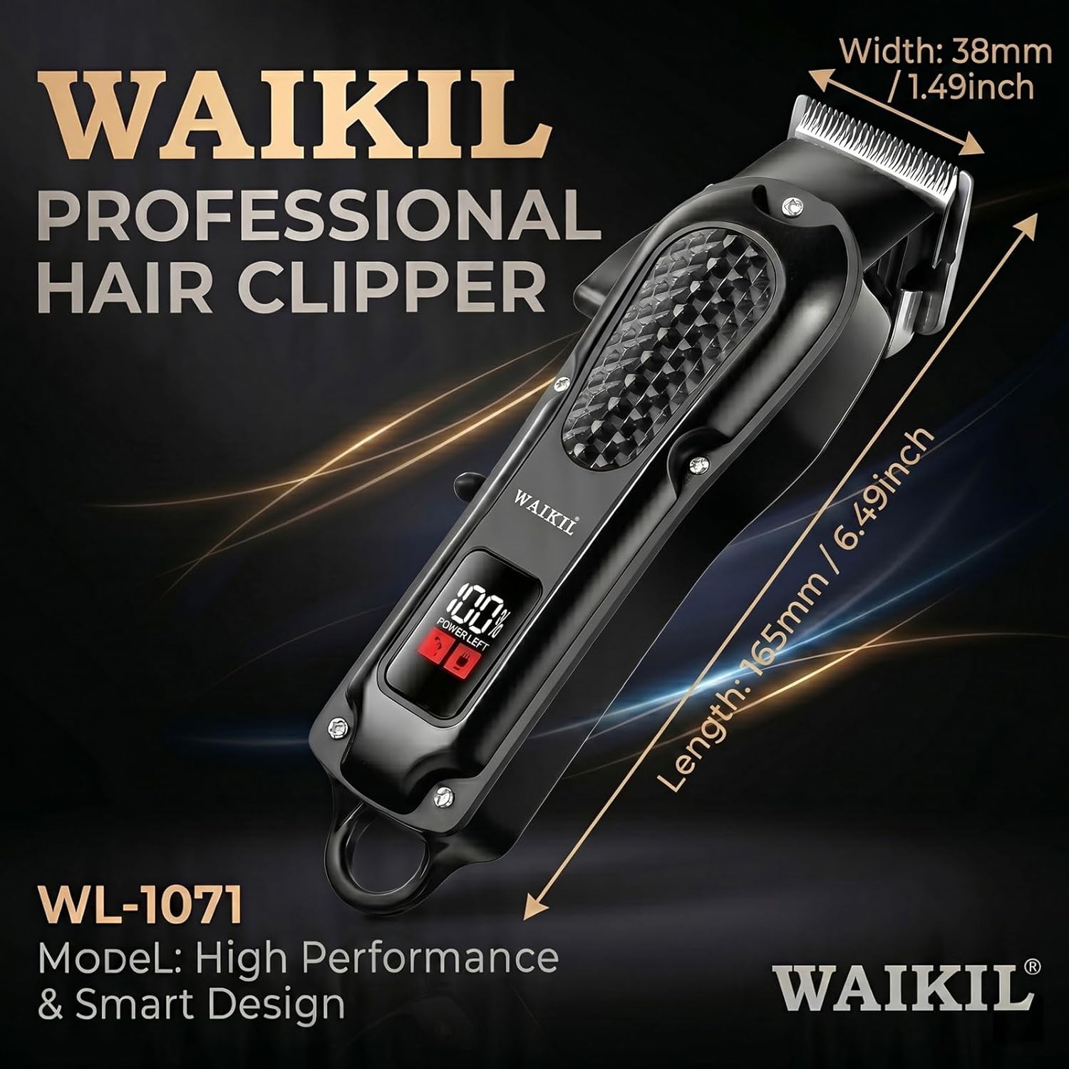 WAIKIL Hair Clippers Professional Cordless for Men, Barber Clippers for Hair Cutting Kit,Rechargeable Haircut Machine for Family,Wireless LCD Display Hair Trimmers Set