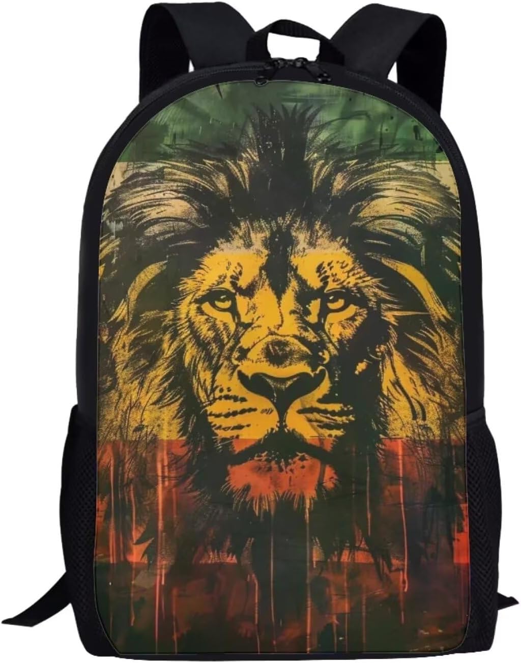 17" Large Capacity Polyester Kids Travel Backpack - Rasta Flag Lion Print School Backpack for Boys - 4pcs Jamaica Design School Bags Kids Backpack with Pencil Case Ideal Gifts for Kids