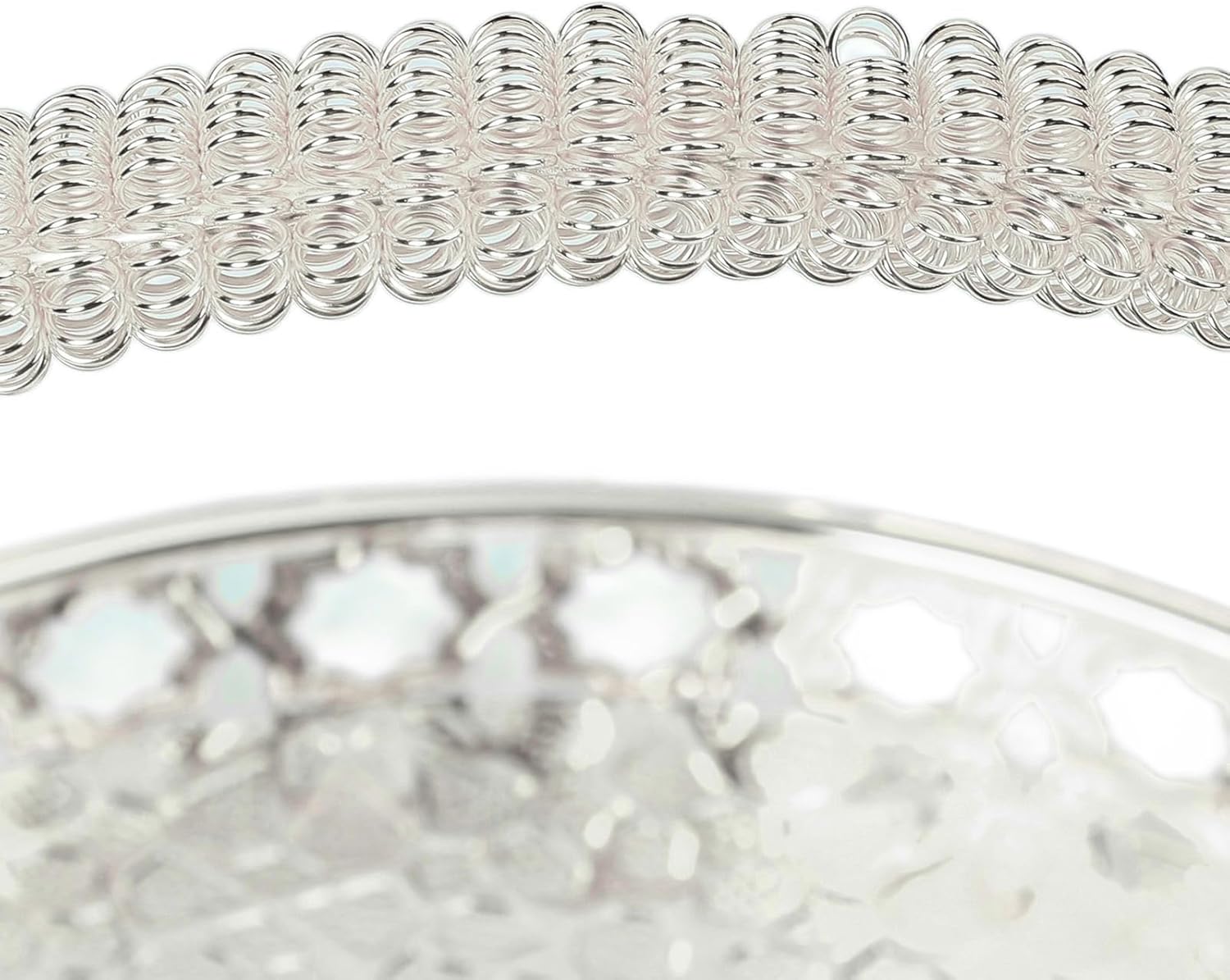 Vintage Serving Tray, 10 inch Retro Alloy Fruit Stand Holder with Handle, Round Decorative Snack Dessert Coffee Serving Platter Cake Display Basket for Hotel Home Bar Cafe Party Wedding (Silver)