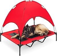 Vista 12 de Cama de malla elevada para perro Best Choice Products, con toldo desmontable, bolsa de viaje, tela transpirable., 36 pulgadas, Gris