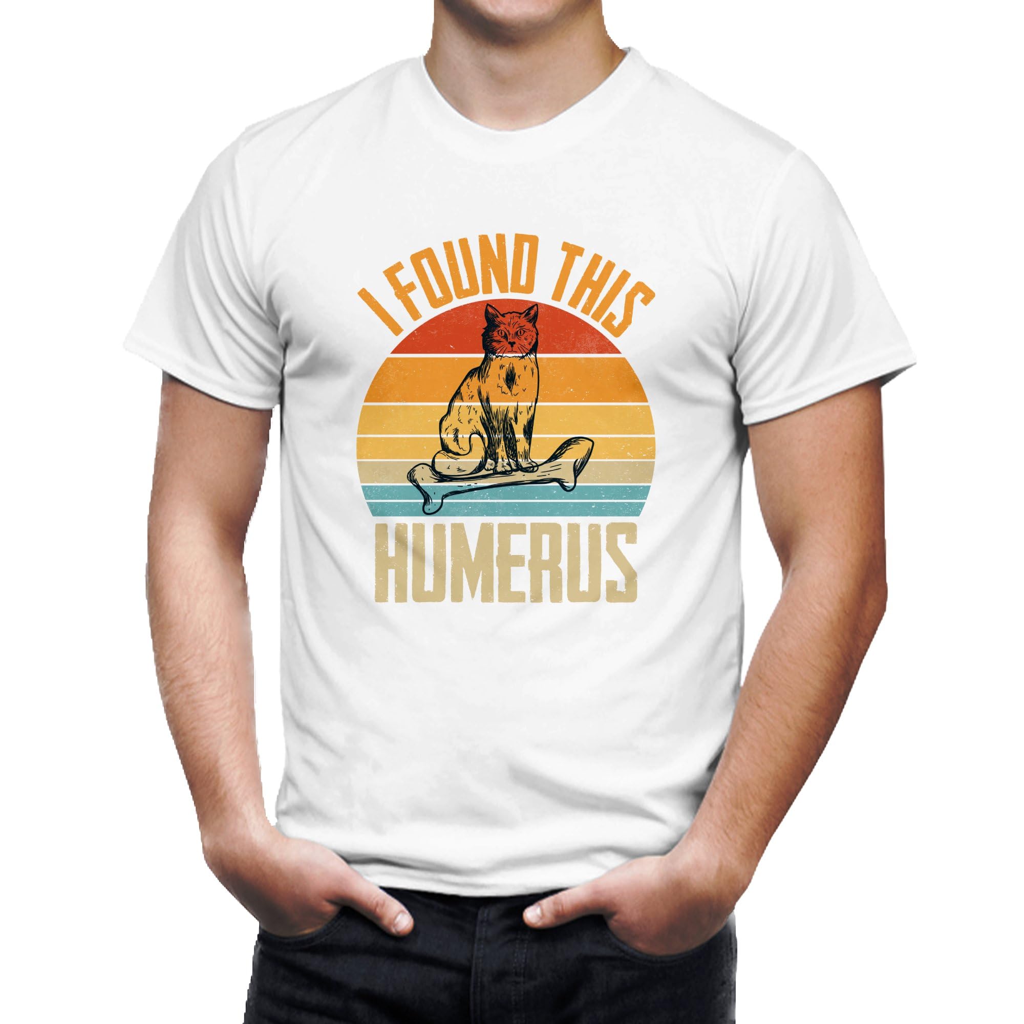 Seek Buy LoveFunny Cat T-Shirt, I Found This Humerus Tee, Vintage Style Cat Lovers Gift, Retro Sunset Graphic Shirt, Unique Pun Humor Top
