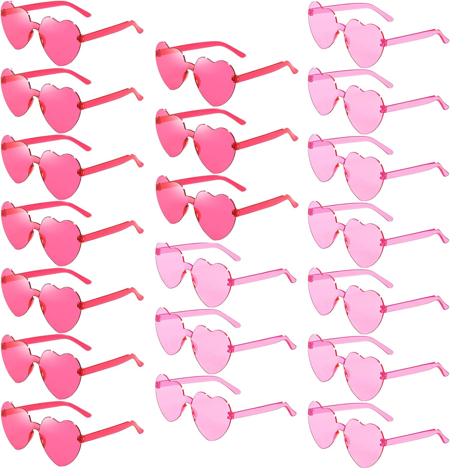 20 Pairs Heart Shaped Sunglasses Bulk, Colorful Rimless Fun Heart Sunglasses for Women Party Favors
