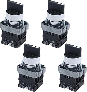 Antrader 4pcs ZB2-BE101 SPDT 2NO 4 Pin 3 Position Round Top Rotary Selector Switch AC 600V 10A