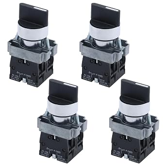 Antrader 4pcs ZB2-BE101 SPDT 2NO 4 Pin 3 Position Round Top Rotary Selector Switch AC 600V 10A   