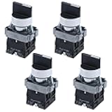 Antrader 4pcs ZB2-BE101 SPDT 2NO 4 Pin 3 Position Round Top Rotary Selector Switch AC 600V 10A