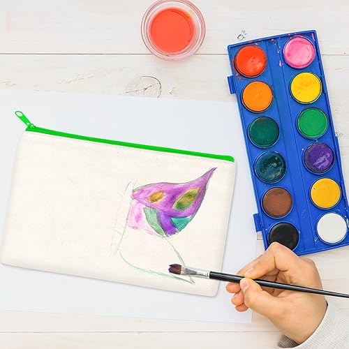 Vista 52 de ZeeDix Bolsa de lona, bolsa de cosméticos multiusos con cremallera, bolsa de lona con cremallera para manualidades, bolsas de maquillaje en blanco