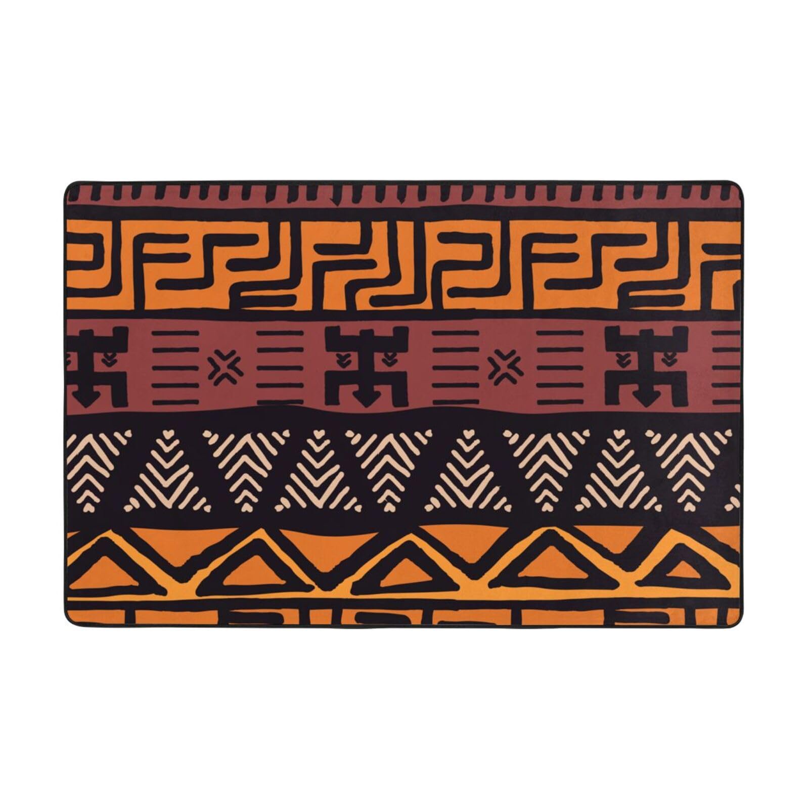 Tapis africain en flanelle lavable tapis de salon imprimé tribal absorbant