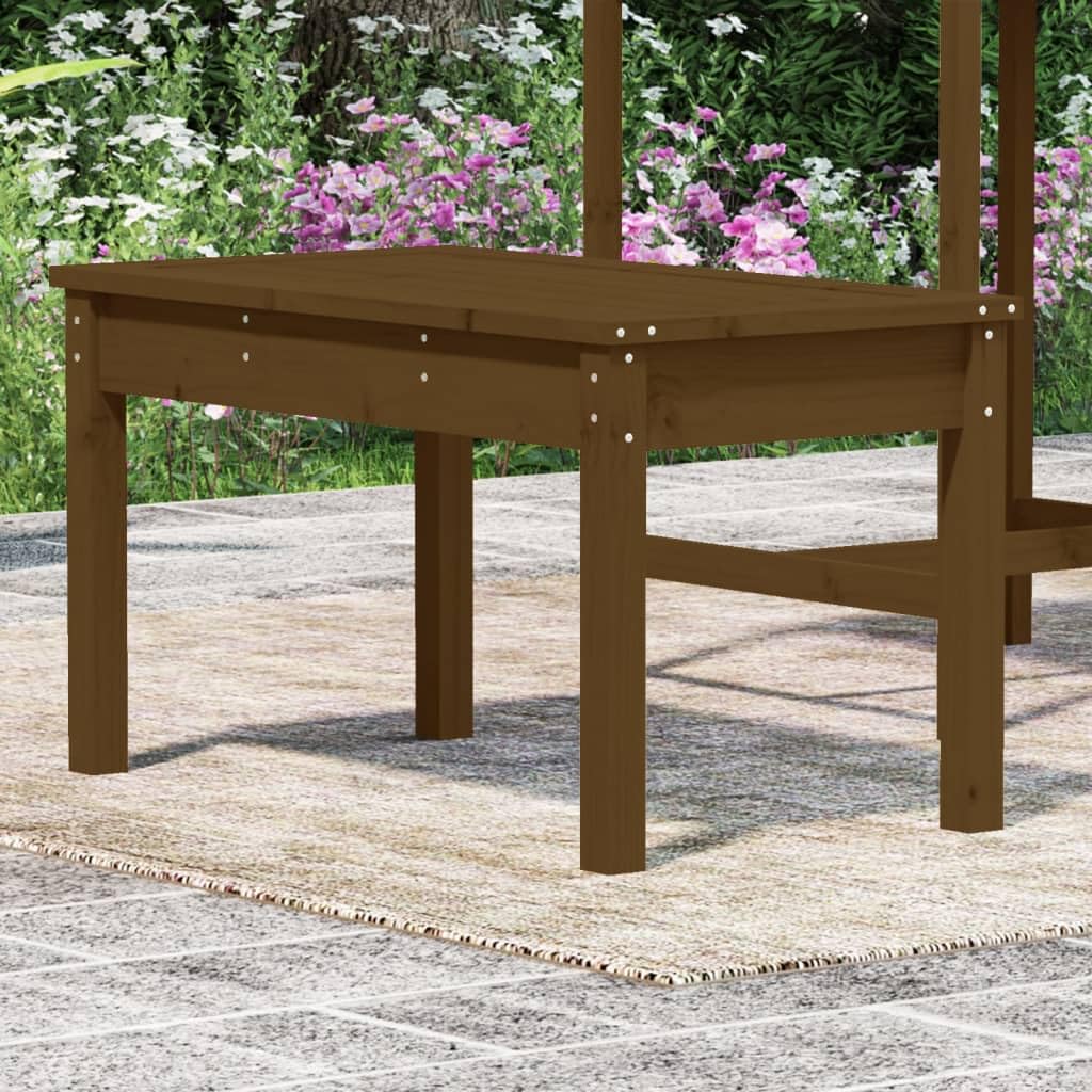 Ławka ogrodowa, miodowo-brązowa, z litego drewna sosnowego, 80 x 44 x 45 cm, odporna na warunki atmosferyczne, ławka do siedzenia na taras, balkon, do ogrodu, z oparciem, rustykalna ławka