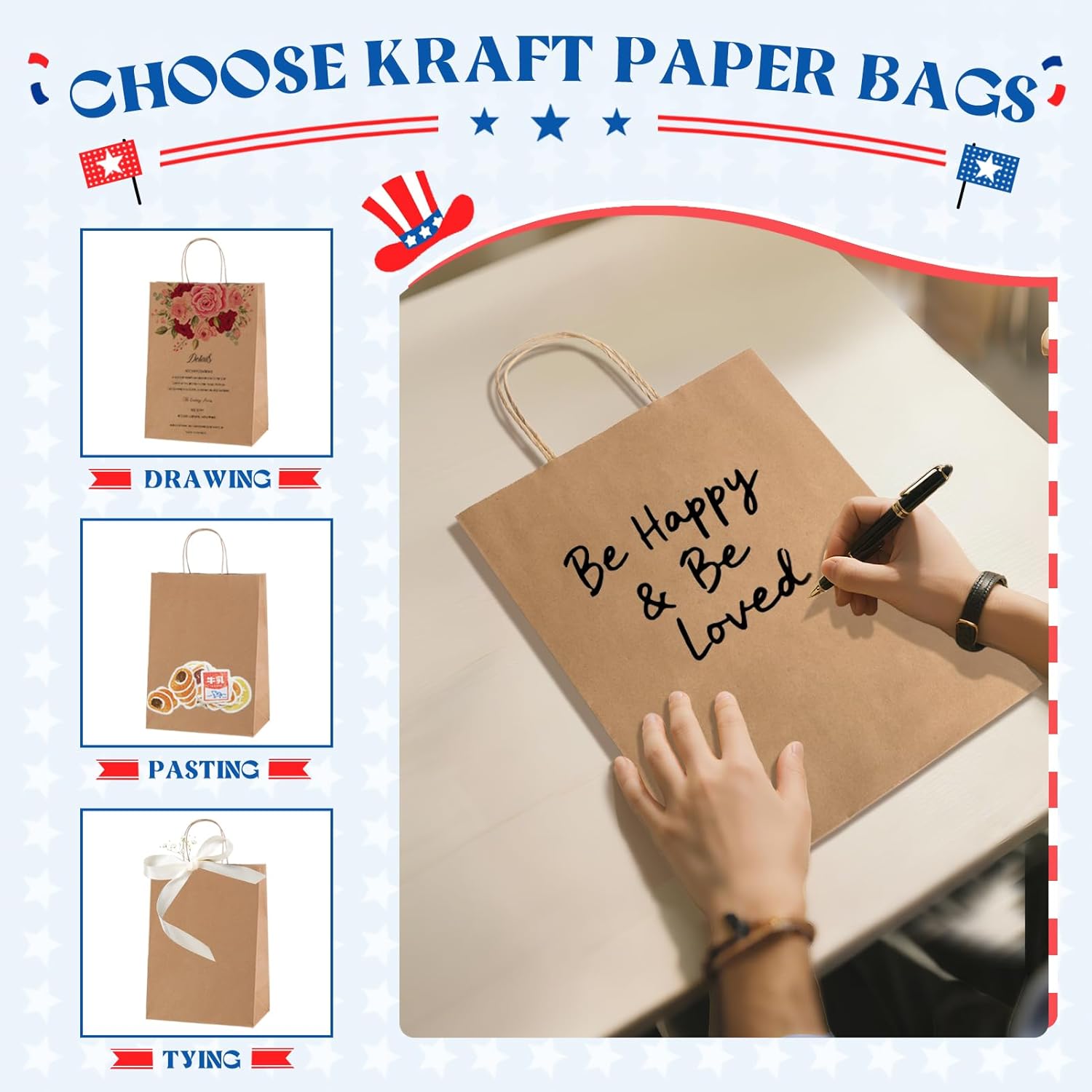 MESHA Large Paper Bags 10x5x13 Inch Kraft Shopping Paper Bags with Handles Bulk 50 Pack Large Gift Bag Retail Recycled Birthday Wedding Party Favors Brown - Image 5