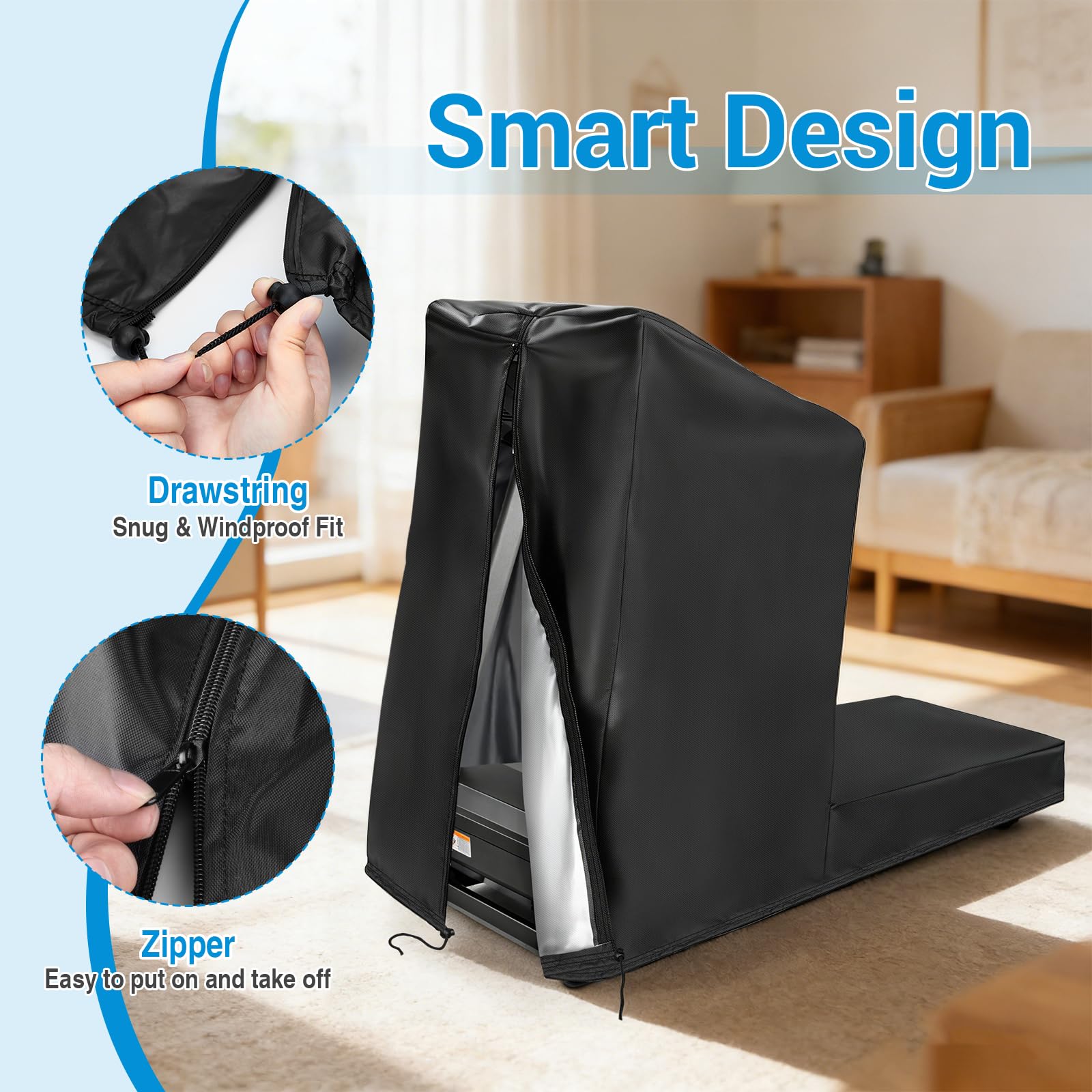 Onlyme Housse de tapis de course imperméable pour tapis de course non pliable avec fermeture éclair et cordon de serrage