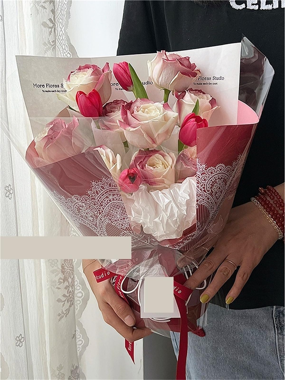 Carta da regalo for fiori per Carta Alimentare | Carta da regalo for carta artigianale fai da te(Red)