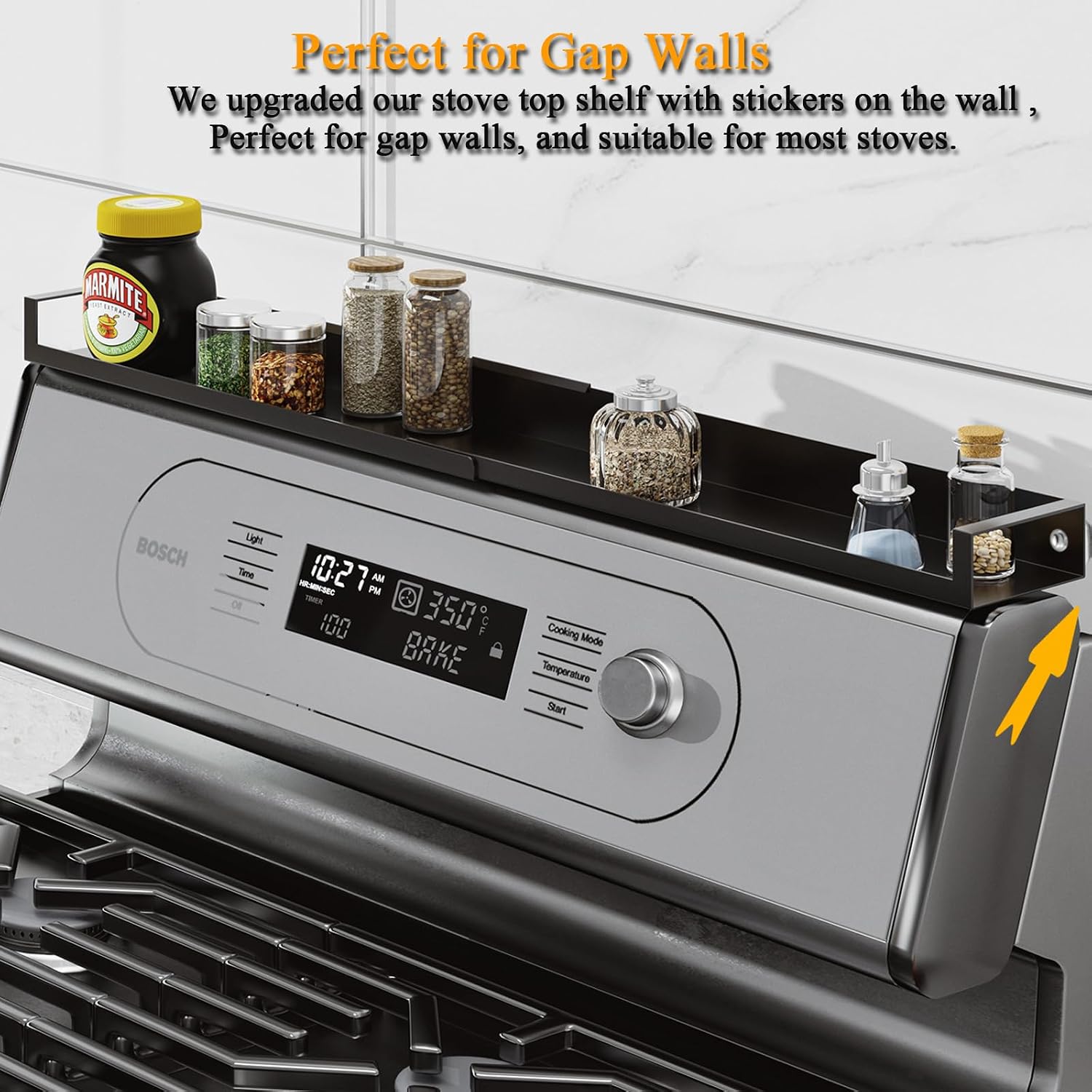 Magnetic Stove Shelf, Adjustable 15"-30" Stainless Steel Stove Back Shelf