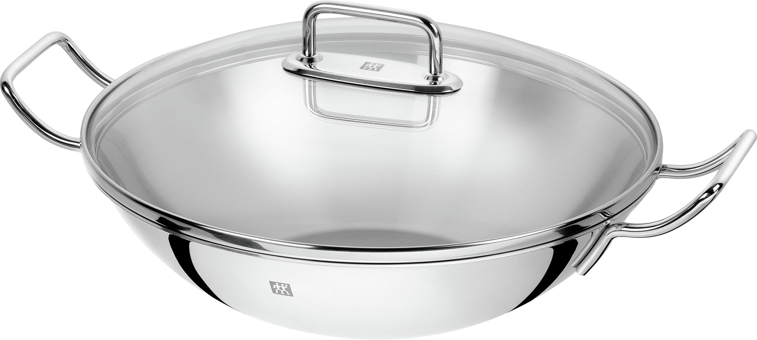 ZWILLING Plus Wokpfanne, 32 cm, Edelstahl, mit Glasdeckel und Edelstahlgitter, Backofen und Induktionsgeeignet, Silber