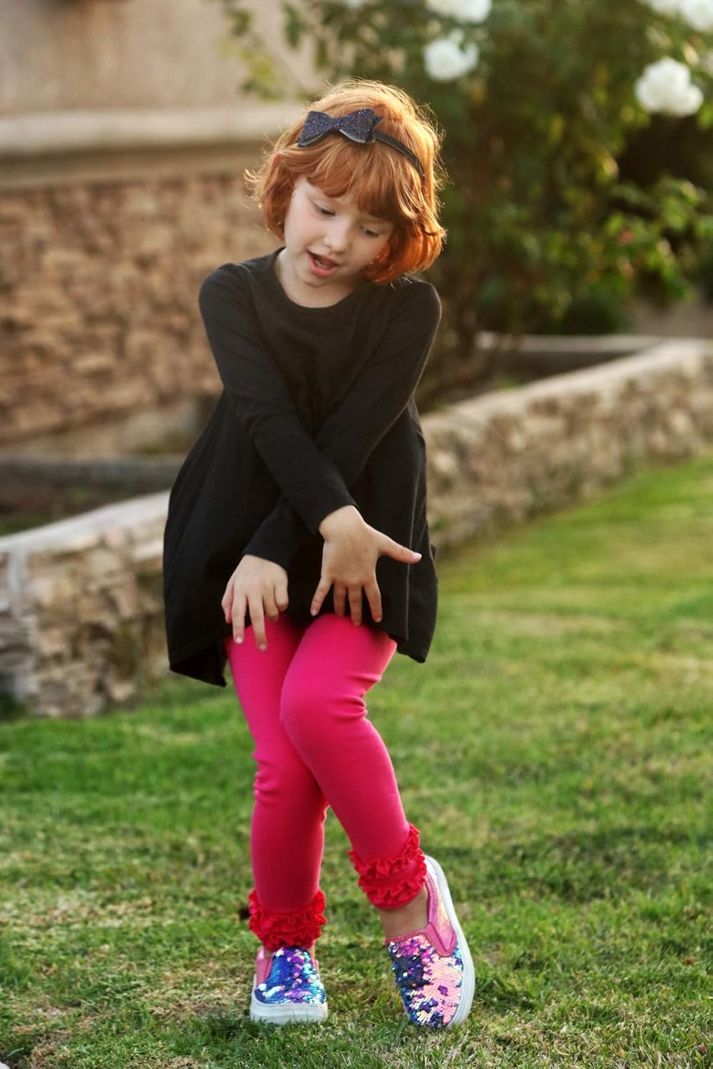 City Threads Sharkbite Girls Long Sleeve Tshirt Dress - Modern Stylish Tunic Top, 100% Natural Cotton Made in USA: Clothing, Shoes & Jewelry