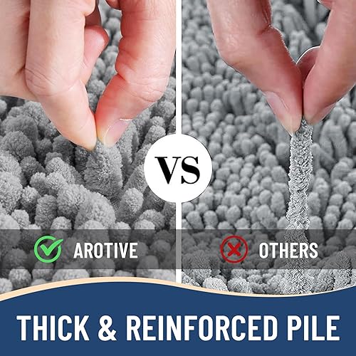 Miniatura 6 de Arotive - Alfombra para el baño de felpilla, extrasuave y grueso, absorbente y peludo, antideslizante, lavable en lavadora y apto para secadora,