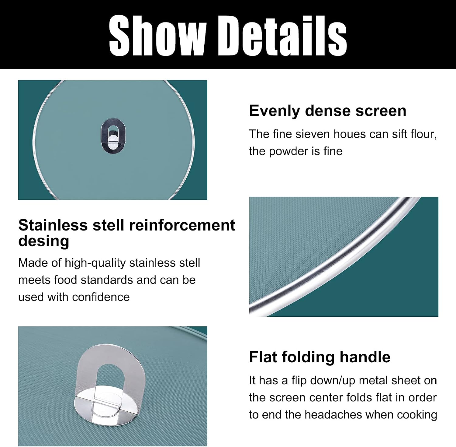 NewFamily Grease Splatter Screen for Frying Pan with Fold Flat Knob Fine Mesh Oil Splash Guard Skillet Splatter Shield Oil Catcher Skillet Lid for Cooking Set of 3 in 10"+11.5"+13"