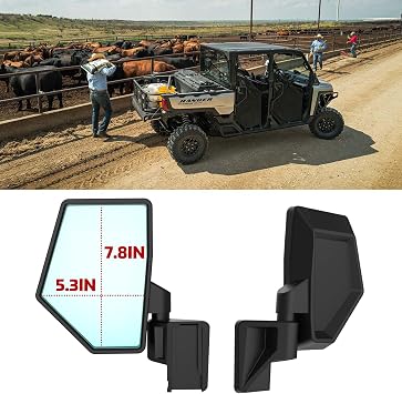 Side Mirrors for Polaris Ranger Crew/XD 1500, Adjustable Folding Door-Mounted Side Rearview Mirrors Kit for Polaris Ranger Crew/XD 1500 Northstar 2024+ Accessories, Replace #2889862