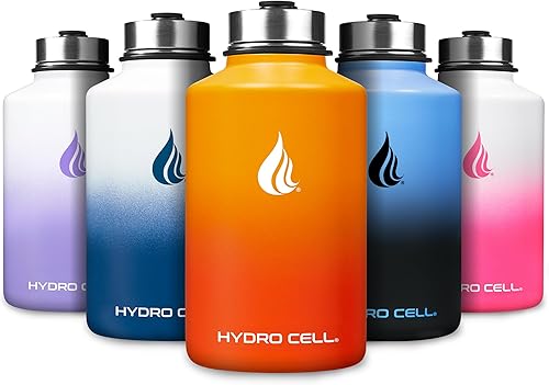 Miniatura 123 de HYDRO CELL Botella de agua aislada de acero inoxidable con pajilla, para bebidas frías y calientes, frasco de vacío de metal con tapa de rosca y