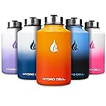 HYDRO CELL Stainless Steel Insulated Water Bottle with Straw - For Cold & Hot Drinks - Metal Vacuum Flask with Screw Cap and Modern Leakproof Sport Thermos for Adults (Red/Orange 64oz)