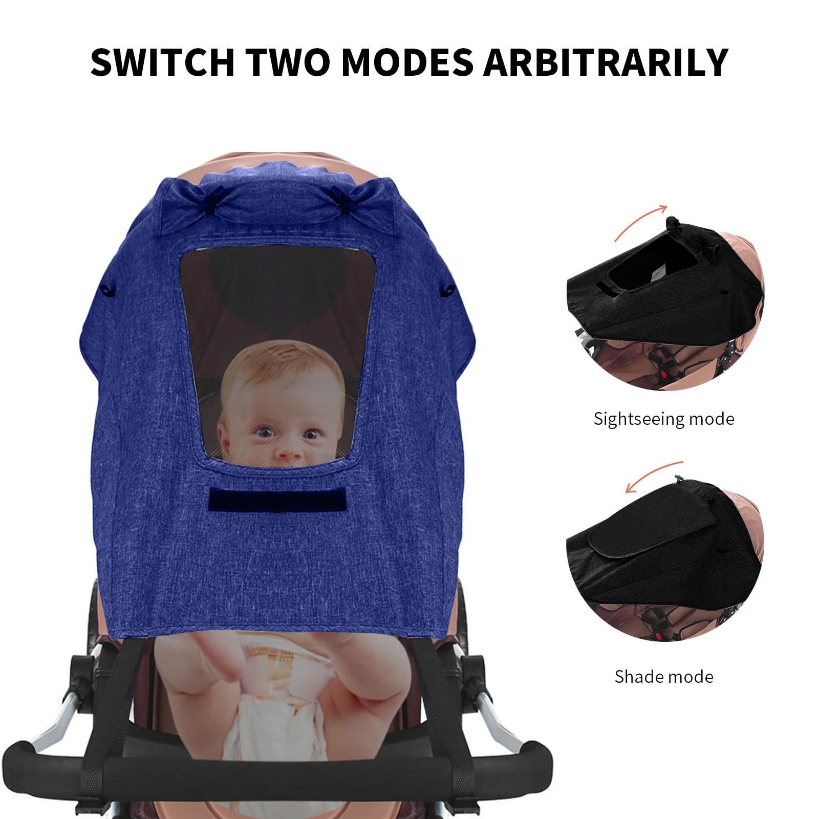 Parasole Universale Per Passeggino - Protezione UV 50+ Per Bambini, Telo Regolabile Per Carrozzine E Passeggini, Design Moderno E Pratico - Foto 7