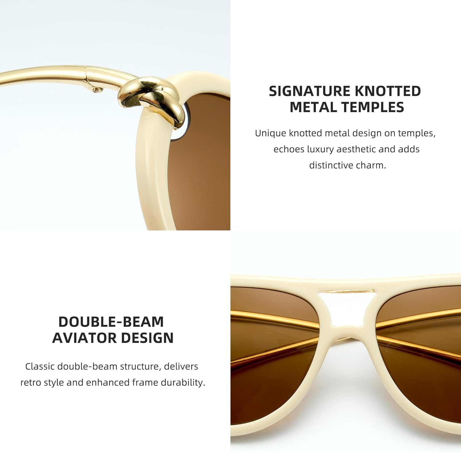 Cyxus Retro Oversize Aviator Sunglasses Woman, Designer Trendy Styles UV Protection Glasses Beach 1365