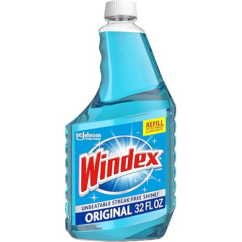 Windex Glass and Window Cleaner Spray Bottle, Bottle Made of 100% Recycled Plastic, Surface Cleaning Spray, Original Blue Scent, 32 Fl Oz