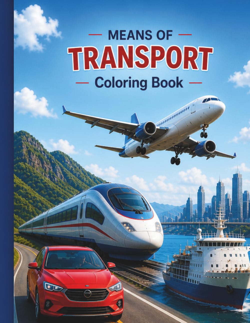 Transportation Coloring Book for Kids: Fun Cars, Trucks, Airplanes, Trains and More | Easy and Cute Vehicles Coloring Book for Toddlers, Preschool and Kindergarten