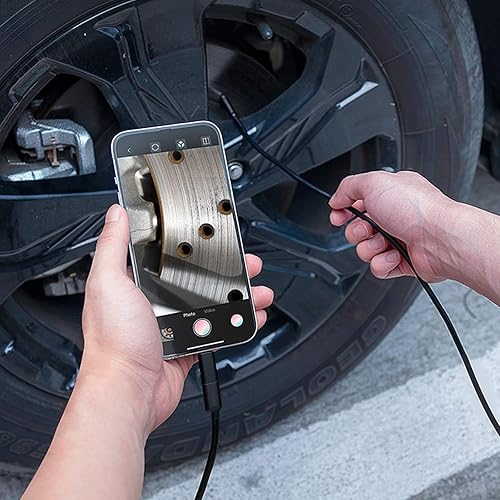 Miniatura 6 de Cámara endoscopio JSE con luz, boroscopio impermeable de 16.4 pies 1920P HD, cable semirrígido, cámara serpiente de inspección con 8 luces LED Negro