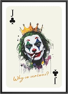 MJ-GRAPHICS® Poster Joker Clown Poker Bild Casino Wandbild Wohnzimmer Kunstdruck Retro Vintage Modern Kunst Design Karten Glücksspiel Skandinavisch Comic Style – A3 Ohne Rahmen