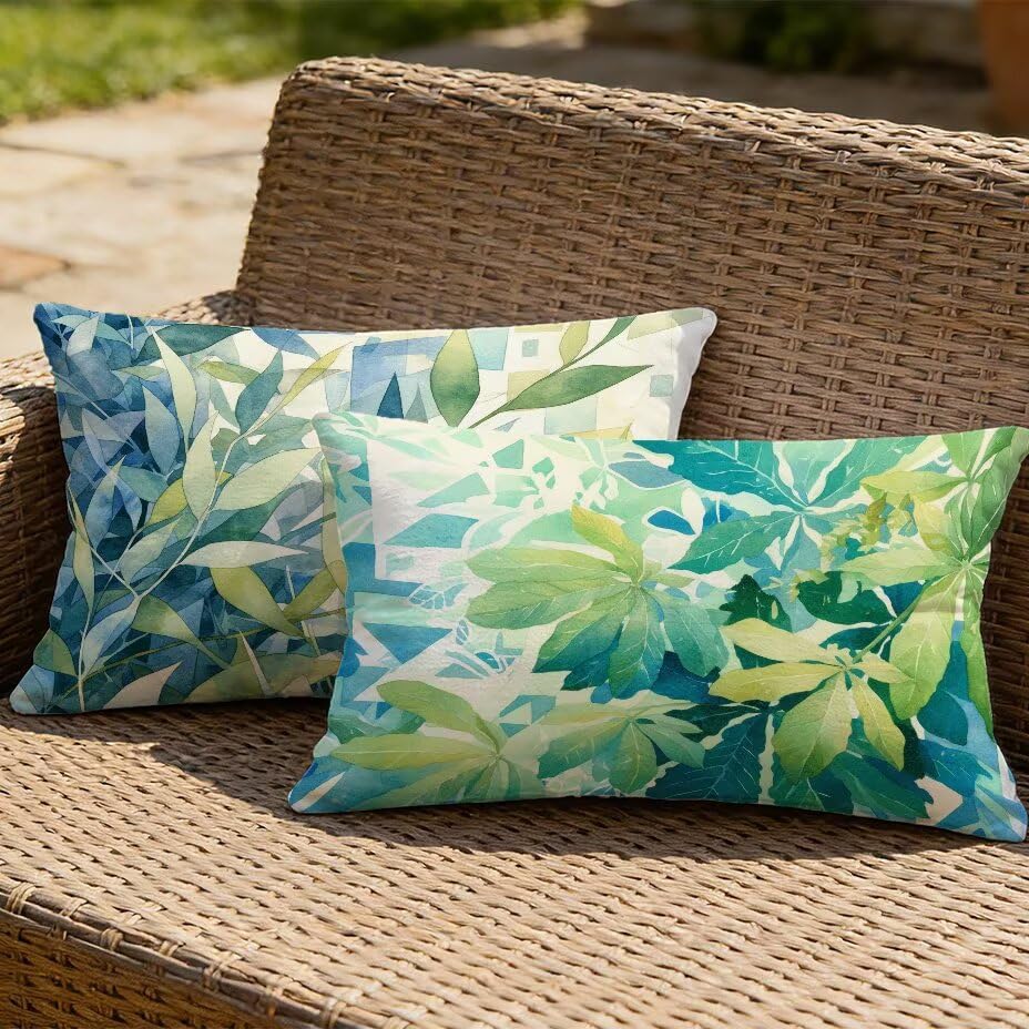 Housse de coussin aspect lin turquoise 60x80 décorative pour canapé de jardin - 2
