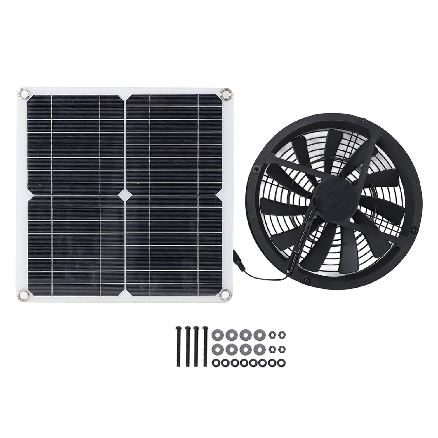 12W Solar Panel Fan Kit, Solar Exhaust Fan with Metal Protective Mesh, for Small Chicken Coops Greenhouses Sheds Pet Houses