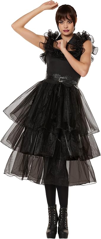 Spirit Halloween Adult Rave N Dance Wednesday Addams Dress| Officially Licensed | The Addams Family