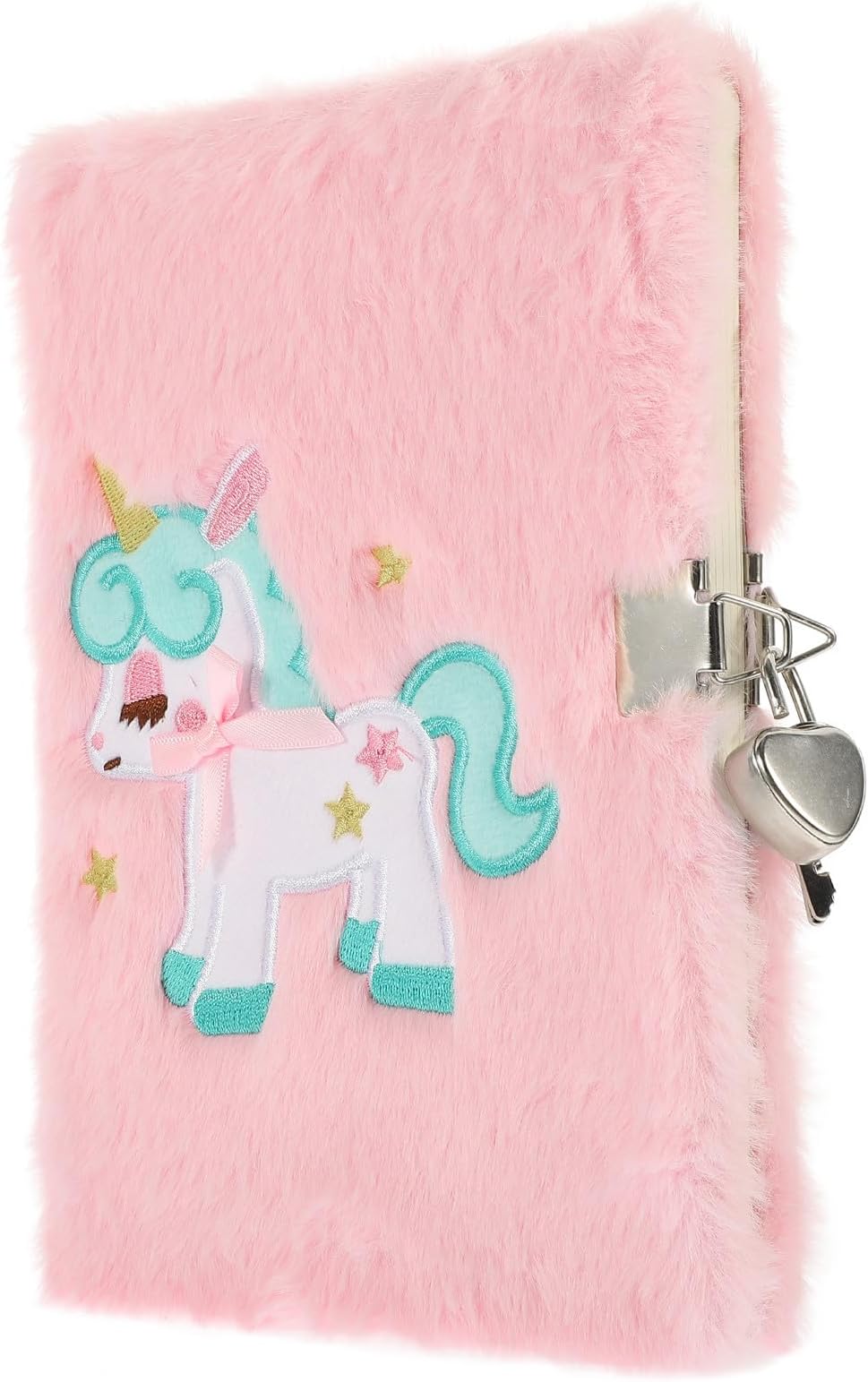 JOINPAYA Unicorn Plush Notebook A5 Lockable Diary with Soft Pink Cover Notepad Decorative Journal for Writing and School Use