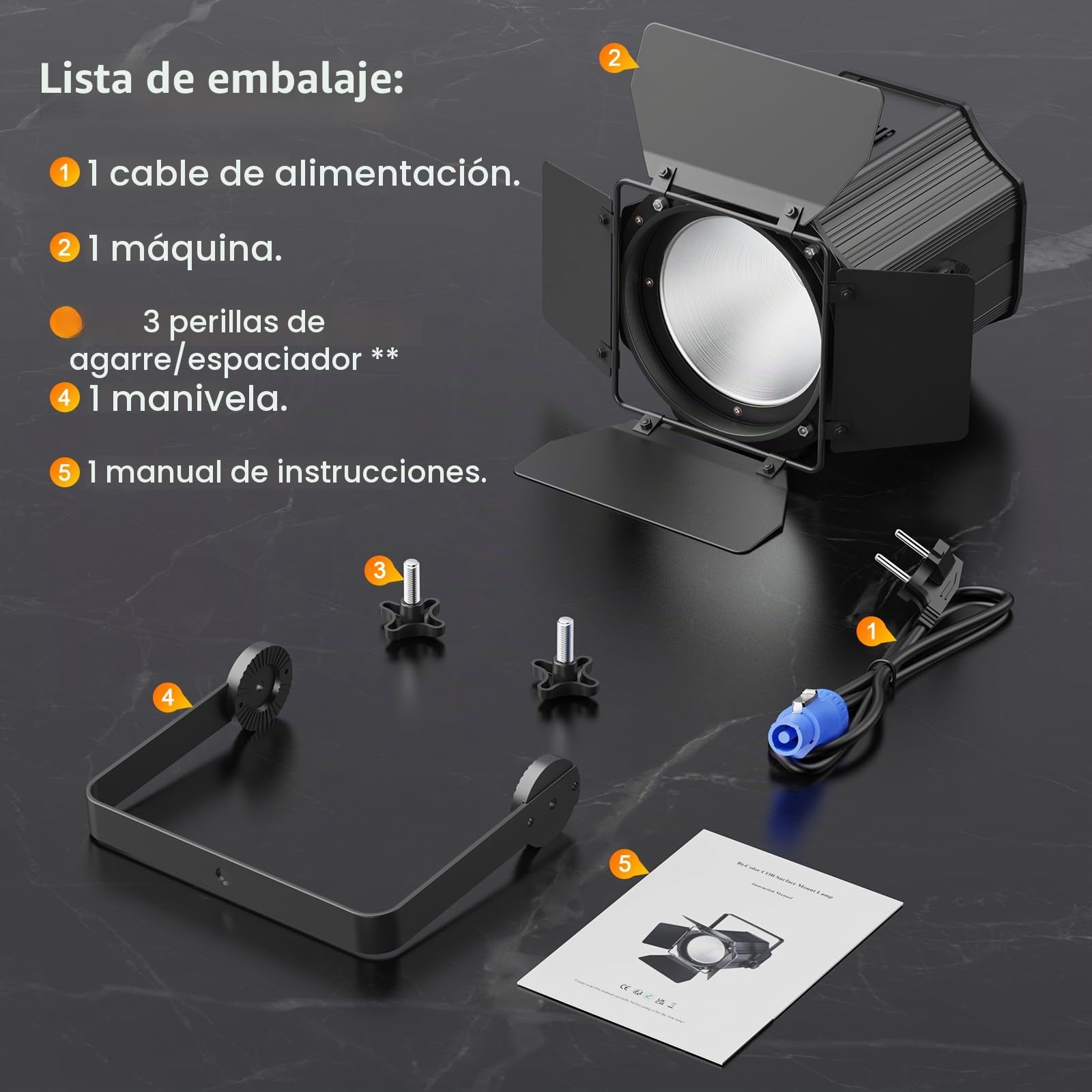 200 W COB Foco LED Par con viseras de granero, 3500-7500 K 2 en 1 iluminación del escenario DMX/Maestro-Esclavo luz de fiesta ideal para DJ, iglesias, conciertos y bodas