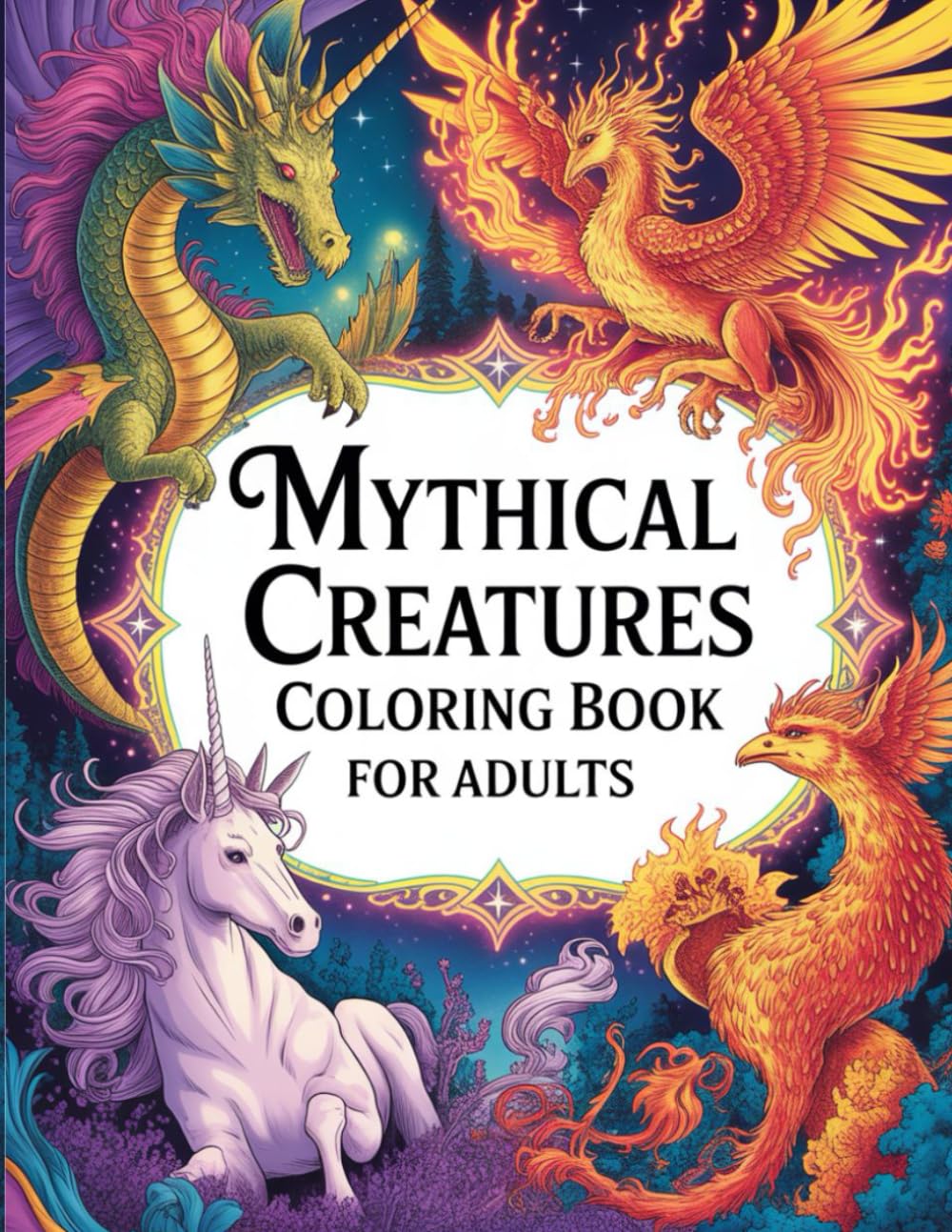Mythical Creatures: Coloring Book for Adults