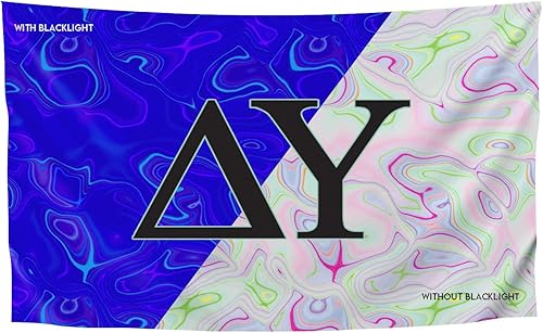 Miniatura 20 de Bandera griega de la hermandad y la fraternidad blacklight, 3 pies x 5 pies, Alpha Tau Omega