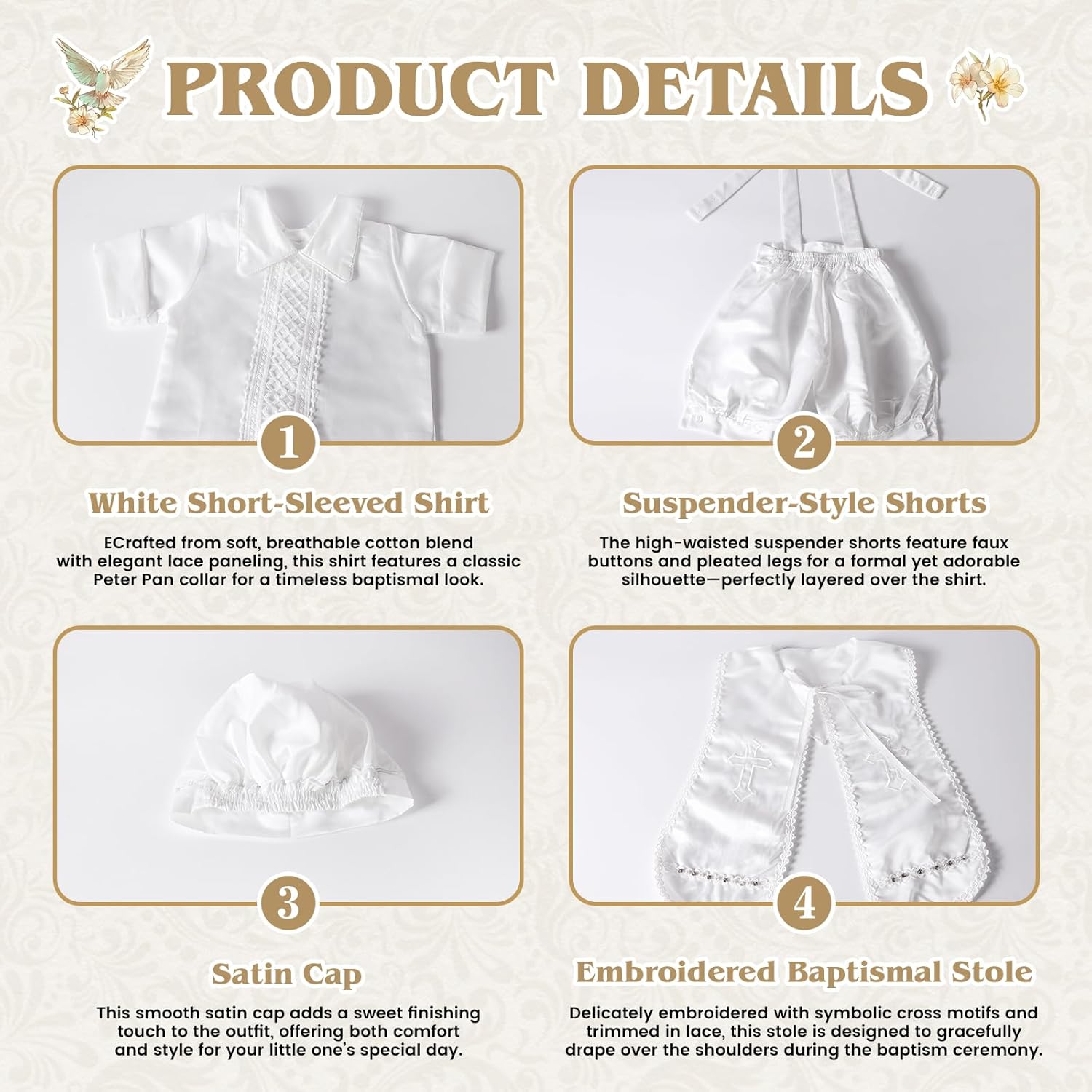 Baptism Outfits for Boys,Baby Boy Christening Outfit,White Baptism Dress Clothes for Boys - Traje De Bautizo Para Niño - Image 3