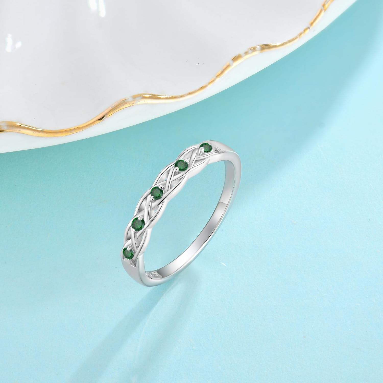 Infinity Celtic Knot Ring 925 Sterling Silver Twisted Knot Birthstone Ring Statement Rings for Women Size 5-10 - Image 4