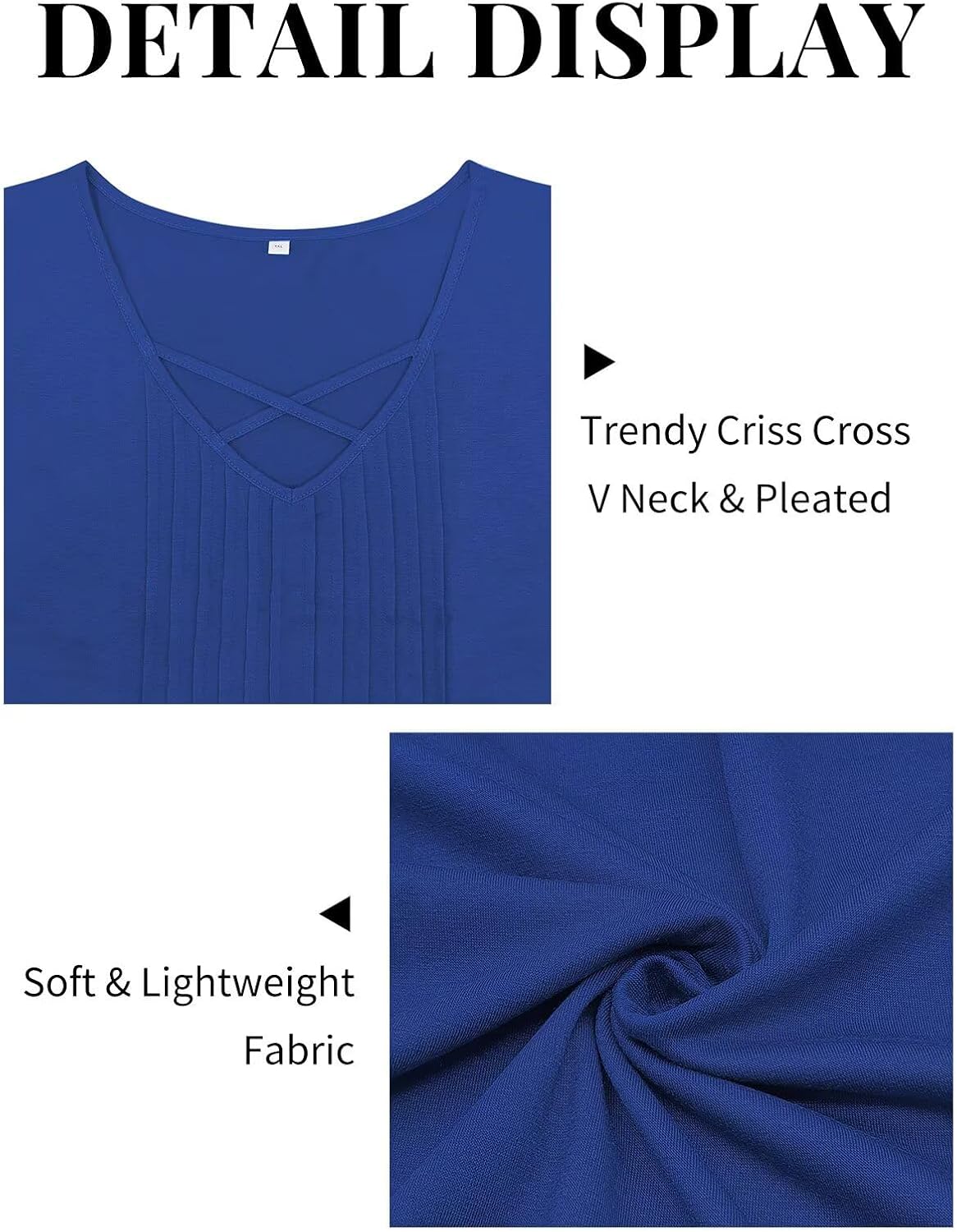 VISLILY Womens-Plus-Size-Summer-Tops Trendy Criss Cross V Neck T Shirts Casual Short Sleeve Blouses Cute Pleated Tunics Tees - Image 4