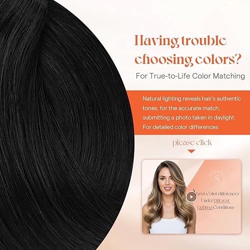 Miniatura 5 de Sunny Hair - Extensiones de clip de cabello humano lacio - color negro (Off Black) - 24 pulgadas, 7 unidades, 4.23 onzas