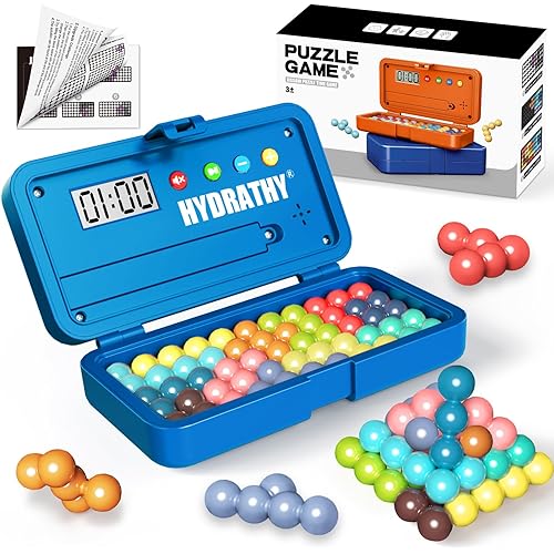 Brain Teaser Puzzles Games for Kids Adults with Timer, 2 Modes Handheld Travel Games, Single Player Mind Challenge Toys, STEM Montessori Educational Gifts for Kids 3+, Teens & Adults (Blue)