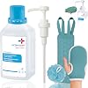 Complete Wash Kit – Octenisan Antimicrobial Wash 500ml with Holou Pump compactible with Octenisan & Microfibre Bath Mit – Antibacterial Body Wash for Gentle Cleansing – Sensitive Skin & Daily Hygiene