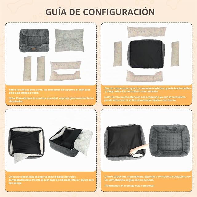Foto 6 de 8 de Nobleza Cama para Perros Pequeños y Gatos, Felpa de Burbujas Ultrasuave, Acolchado Reforzado