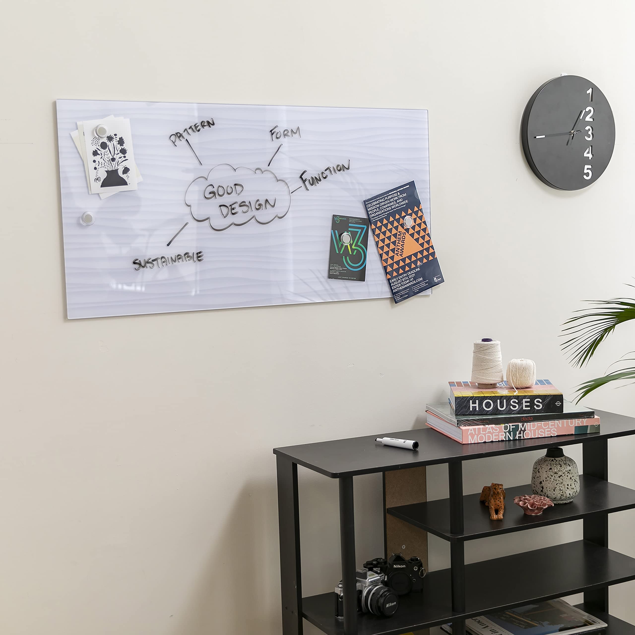 ECR4Kids MessageStor DryErase Glass Board with 18in