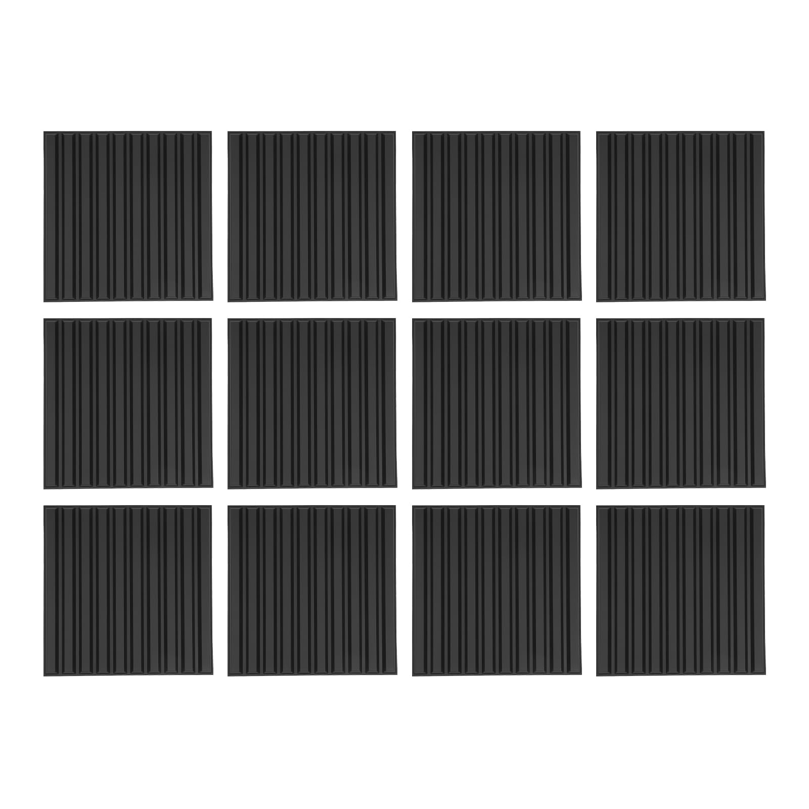 12 pannelli da parete 3D in PVC, autoadesivi, per soggiorno, camera da letto, 50 x 50 cm, 3 m², colore nero