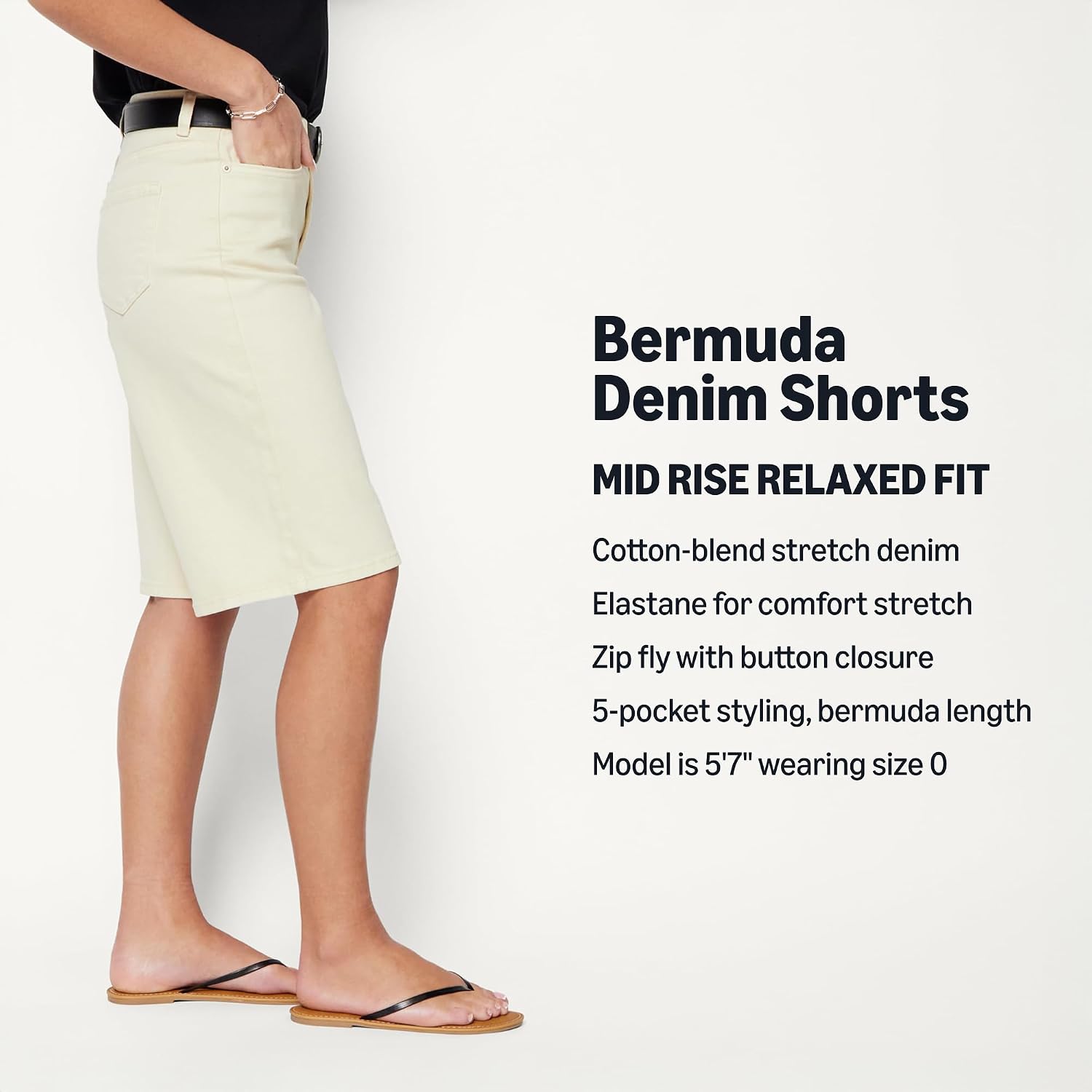 Amazon Essentials Women's Relaxed-Fit Mid-Rise Long Jean Shorts